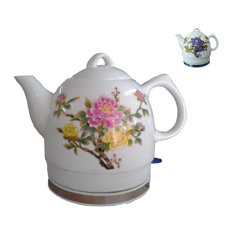 FixtureDisplays Ceramic Electric Kettle Peony Electric Ceramic Kettle 2-tone Ceramic