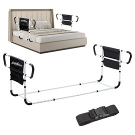 Double Bed Rail for Elderly Adults Safety, Adjustable Bed Assist Rail, Dual Side Bed Rail for Seniors Safety, Under Mattress Bed Guard Rail for Fall Prevention, Fits Twin/Full/Queen Beds
