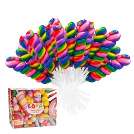 Net 1.2 LB Rainbow Twisty & Swirl Lollipops 32 Pack 0.6oz, Unicorn Candy Twist Lollipop Individually Wrapped Suckers Bulk, Lollipops Candy for Birthday, Mixed Fruit Flavor