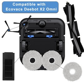 AiLomey Accessories for Ecovacs DEEBOT X2 Omni/ X2/ X2 Pro, Replacement Parts Includes 1 Main Brush, 4 HEPA Filters, 4 Wipes, 4 Side Brushes, 4 Dust Bags