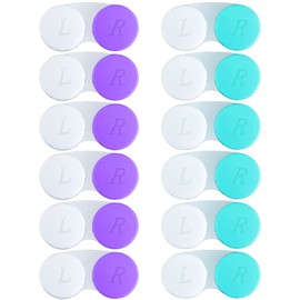 QVVQ QVVQ 12PCS Contact Lens Case, Contact Lens Box Left/Right Eyes Holder Container, Outdoor Mini Contact Lens Soak Storage Kit for Travel&Home.(6Purple+ White, 6Green+ White)