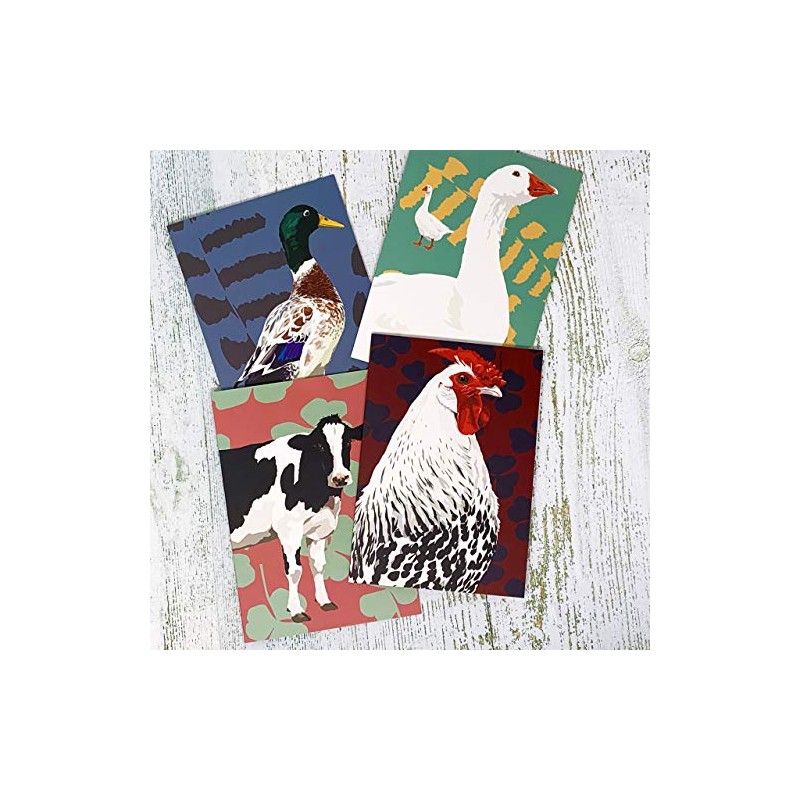 Farm Animal Set Blank Greeting Boxed Notecards by Leslie Gerry