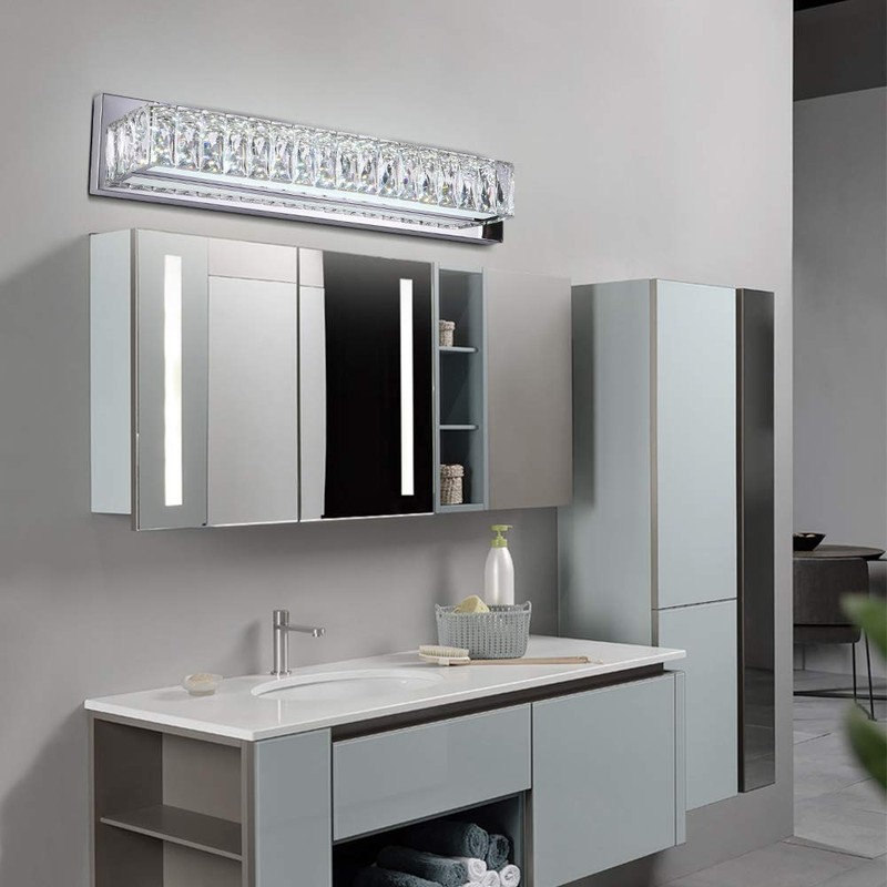 Crystal Vanity Lights, Bathroom Vanity Lighting Fixtures Over Mirror, LED