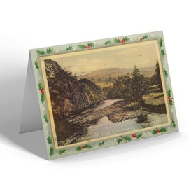 CHRISTMAS CARD - Vintage Derbyshire Millstone Edge & River Derwent, Hathersage b