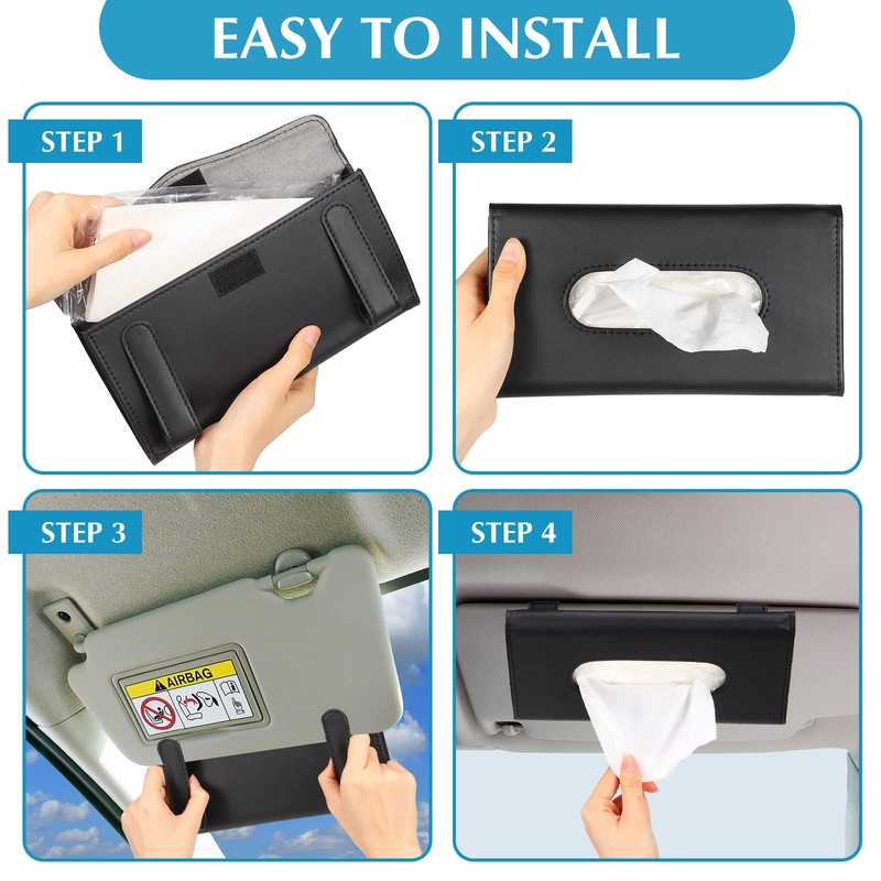 2 Pcs Car Tissue Mask Holder Sun Visor Car Napkin