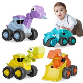 KaeKid Dinosaur Truck Toys for Boys Dinosaur Press Go Racing Car Kids Construction Vehicle Playset