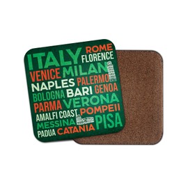 Square Single Coaster - Italy Italian Cities City Rome Travel Holiday Kids Men Boys Words Thoughts Drinks Kitchen Room House Gift #80730