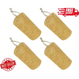 AhaTopia Natural Loofah Sponge (4 Packs), 6“ Natural Loofah Exfoliating Body Scrubber E