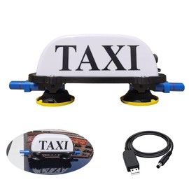 FUNGNLY Taxi Sign Light with Two Manual Vacuum Pump Suction Cups,Sealed and Waterproof TAXI Sign Lights,High Brightness White Light Illumination for TAXI Sign Lights