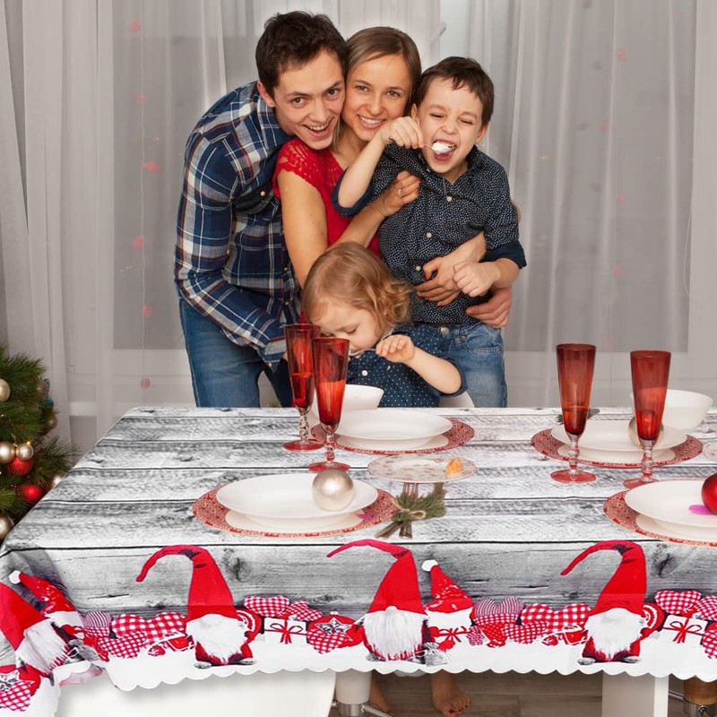 Gukasxi Christmas Table Cloth Rectangular Christmas Tablecloth Grey Xmas Table