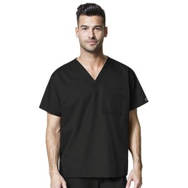 WonderWink Womens Unisex V-Neck Top Medical Scrubs Shirt, Black, 4X-Large US