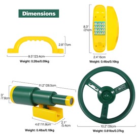 RedSwing Playground Accessories for Kids, Swingset Attachments with Pirate Ship Wheel, Toy Telescope, Telephone and Safety Handles for Outdoor