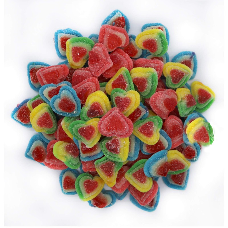 FirstChoiceCandy Valentine Sugared Rainbow Gummy Triple Hearts (5LB)