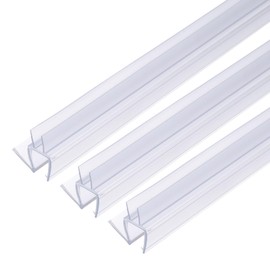 uxcell Shower Door Bottom Seal, Shower Door Sweep for 3/8" Thick Glass 47" Long (15.7" x 3 Pcs), 5 Section Segmented Frameless Glass Door Seal Strip with Double Drip, Clear
