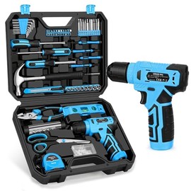 139-Piece Tool Set - Tool Kit with 8V Cordless Drill Driver in ToolBox Storage Case, General Household Drill Set for Home Repairs, Handyman, DIY Projects