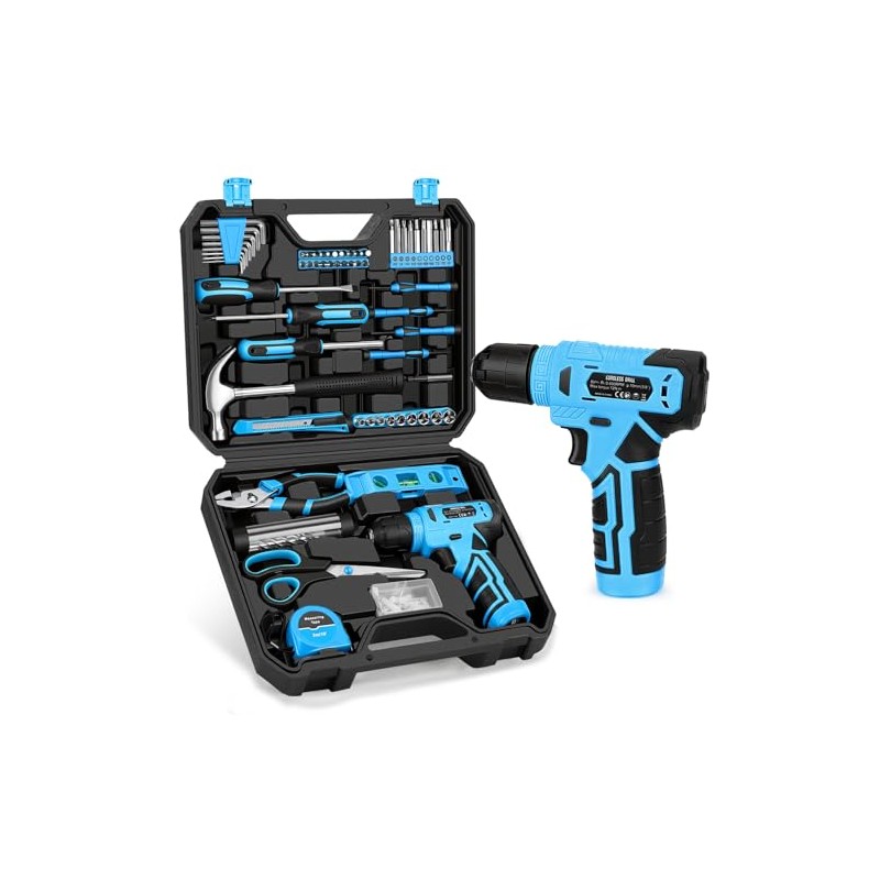 139-Piece Tool Set - Tool Kit with 8V Cordless Drill