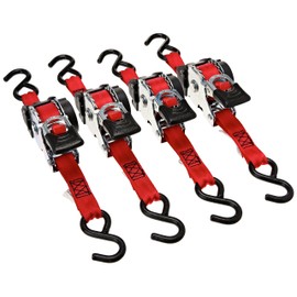 Erickson 04418 Pro Series Red 1" x 10' Retractable Ratcheting Tie-Down Strap, (Storage Bag of 4, 1200 lb Load Capacity)