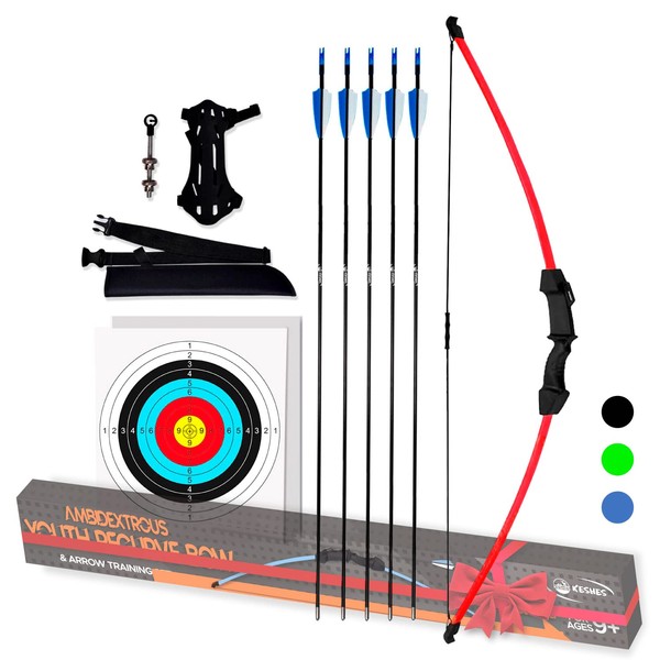 Keshes Archery Recurve Bow and Arrow Youthbow Set - 44" Beginner Breakdown Bows for Outdoor Practice – Longbow kit with Equipment for Youth and Kids
