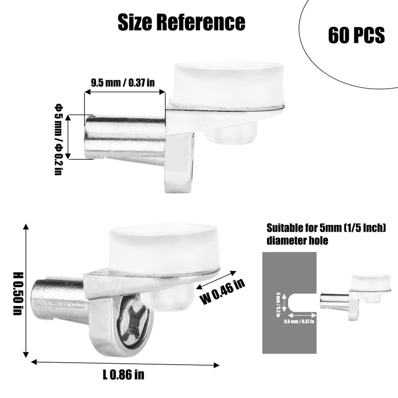 Shelf Support Peg with Suction Cup 5mm Shelf Pegs for
