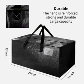 CHENGBAIBAG CHENGBAI BAG 6 Pack Black PP Woven Storage Bag, Heavy Duty Storage Bags with 24 Gallon volume, PP Woven Moving Bag with Zippers and Handles