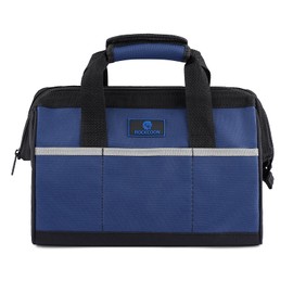 ROCKCOON Tool Bag 13'', Wide Mouth Tool Organizer for Tool Storage, Heavy Duty and Water Proof, Blue & Black