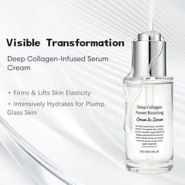 Crema antiarrugas de colágeno profundo en suero, tratamiento reafirmante e hidratante intenso, suero facial antienvejecimiento con ácido hialurónico, elasticidad para piel envejecida, 1.0 fl oz
