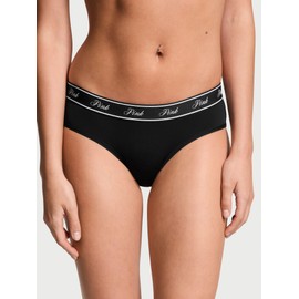 Victoria's Secret PINK Women's Cotton Logo Hipster Underwear, Panties for Women, Rose Logo, (XS)