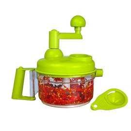 Cambom Manual Vegetable Cutter Food Processor 8 in 1 - Chopper, Mixer, Blender, Whipper, Egg Separator, Mincer, Grinder, Dicer with Clear Container 1200ml BPA Free