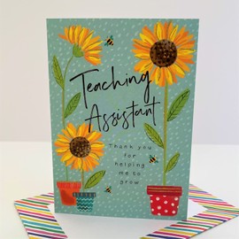 Rachel Ellen Teaching Assistant Thank You For Helping Me Grow Card - Sunflowers Plants