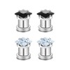 IPINK-Punk 6g- 00g Stainless Steel Cubic Zirconia Screw Tunnels Ear