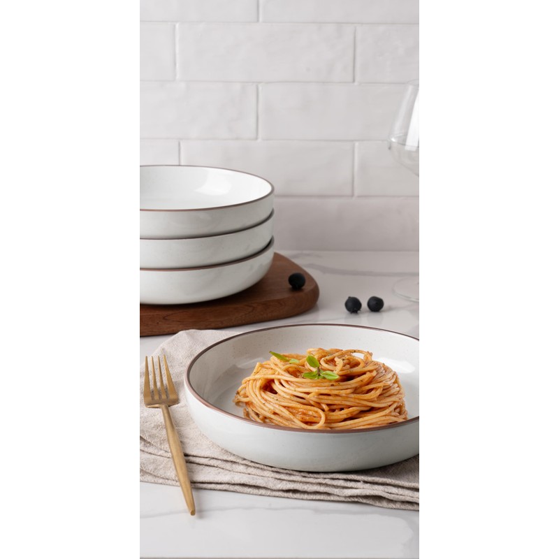 famiware Mercury Pasta Bowls Set of 4, 33 oz Large