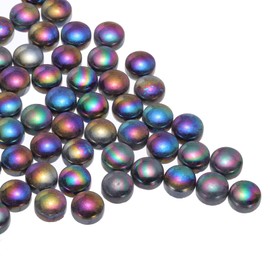 MECCANIXITY Ceramics Beads,70pcs Flat Ceramics Gemstone Black Iridescent 0.23lbs (0.47-0.87") Ceramics Marbles Pebbles for Vase Fillers Aquarium Decor DIY Craft