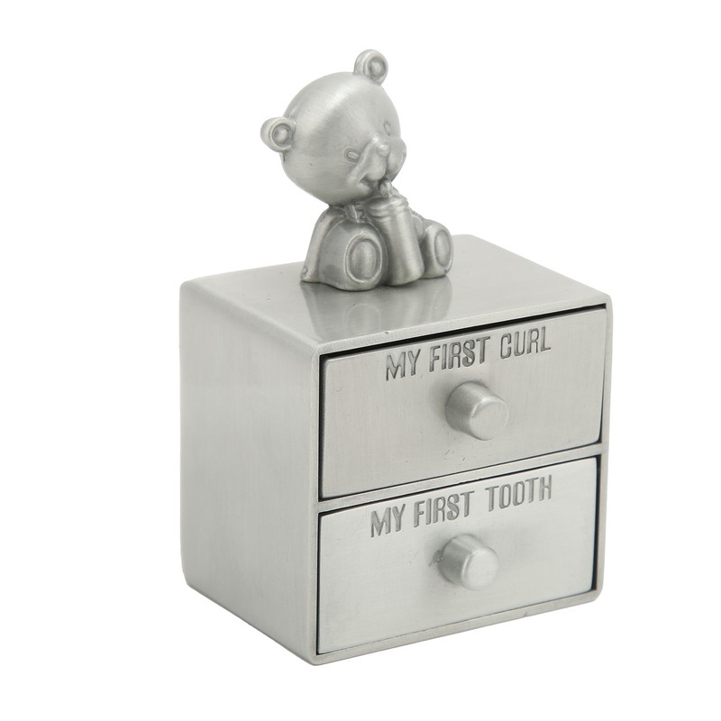 Tooth Box Metal Cute BearShape Storage Case with 2 Drawers