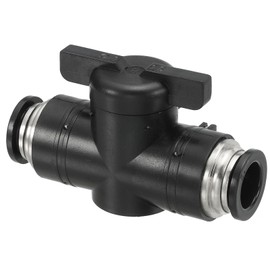 PATIKIL 12mm Pneumatic Ball Valve, 1 Pcs Push to Connect Fittings Quick Connect Tube Fittings Air Flow Control Valve for Pneumatic Systems Automation Manufacturing, Black