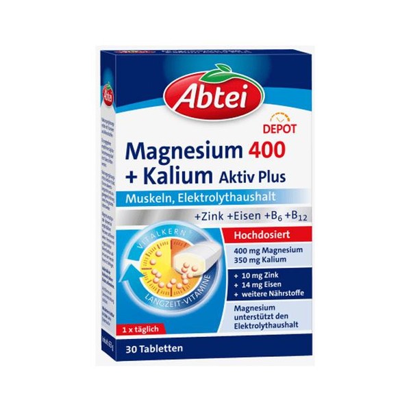 Abtei Magnesium Kalium Aktiv Tabletten 30 St., 63 g