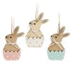com-four® 6 x Decorative Hangers Rabbit - Wooden Easter Decoration