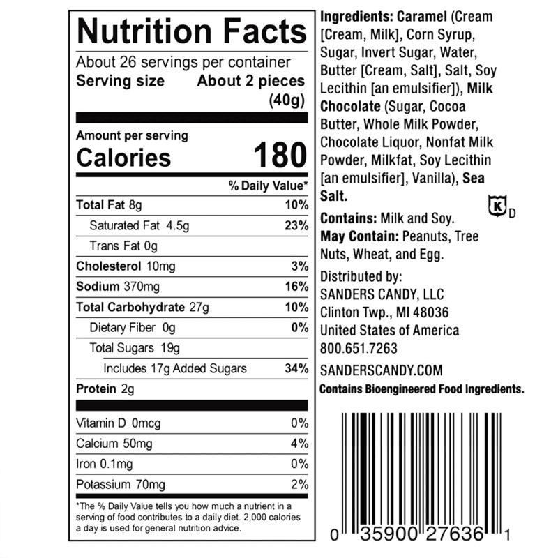 Sanders Milk Chocolate Sea Salt Caramels 36 Oz, 2-Pack