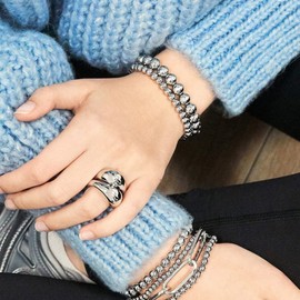 Me&Hz Sterling Silver Chunky Rings Dome Statement Rings for Women Silver Plated Wide Band Ring Minimalist Boho Thumb Mid Point Finger Thick Rings Size 10