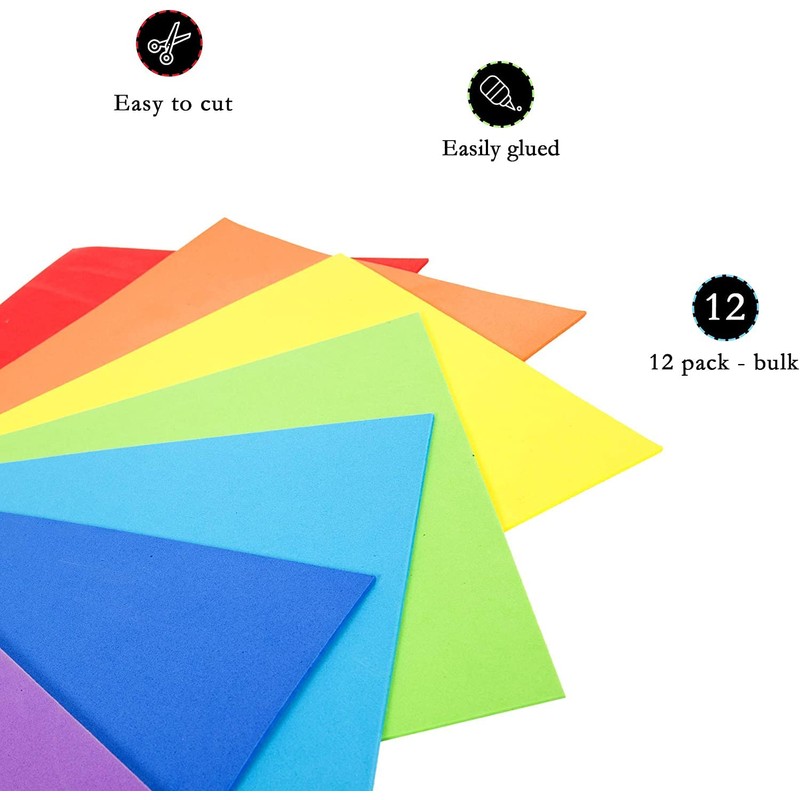 Time 4 Crafts 12-Piece Foam EVA Sheets, 9 x 12