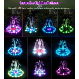 SZMP Solar Fountain 4W Bird Bath Fountains Upgraded 60 LED Lights, Built-in 4000 Battery with 7 Nozzle & 4 Fixer, Solar Water Fountain for Garden, Bird Bath, Pool, Pond