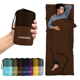 JAICOM Hut Sleeping Bag, Ultralight Silk Sleeping Bag for Travel, 2-in-1 Sleeping Bag, Comfortable and Soft Sleeping Bag, Small Pack Size, Made of Microfibre, Ideal for Backpacking, Hotels (Coffee)