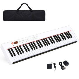 Costzon BX-II 61-Key Portable Keyboard Piano, Electric Keyboard Digital Piano w/Semi Weighted Keys, USB/MIDI Keyboard, Sustain Pedal, Power Supply & Carrying Case for Beginners Adults Kids, White