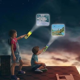 Georgie Porgy Georgie Porgy Kinder Projektor Taschenlampe Beamer Spielzeuge zum Wand Decke Zelt Lehrreich Wissenschaft Einstellen fr Jungen M?dchen mit 2 Bl?tter Tattoos Aufkleber (Dinosaurier + Tier)