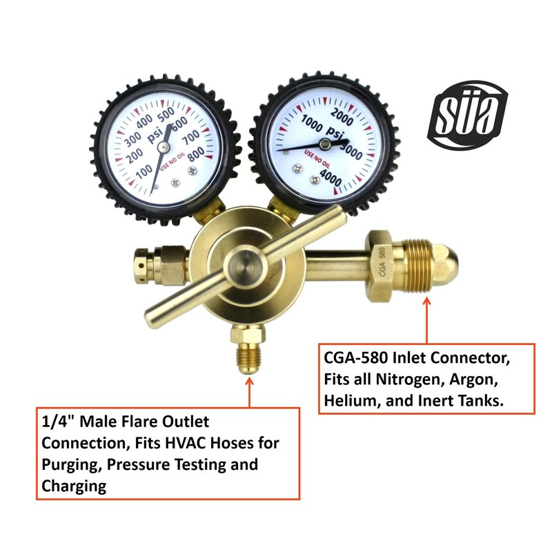 SÜA - Nitrogen Gas Regulator 0-600 PSIG - HVAC Purging