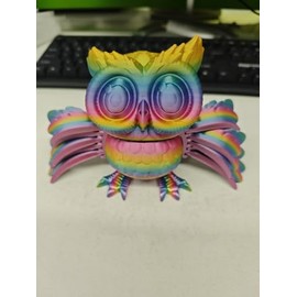 LUKIXTE 3D-Printed Owl Model, 7.3 Inch Realistic Articulated Animals, Fidget Flexible Joint Figurine, Stress Relief Toy, Surprise Gift for Children and Adults, Desktop Cool Decoration(Macaron)
