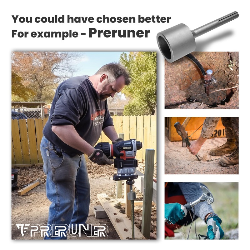 Preruner SDS Max Shank T Post Driver Attachment-The Ultimate Solution