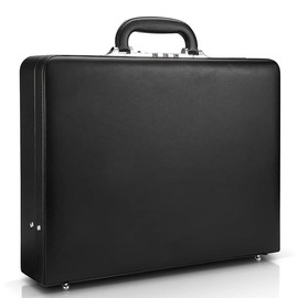 Sandbilder-Business Briefcase For Men, Attache Case for Professionals, Laptop Hard Briefcase with Lock (Black)