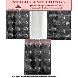 Valentine day Heart Chocolate candy mold B.S. TEAR DROP HEARTS Chocolate candy mold, Bite size lip chocolate candy mold,Rose chocolate candy mold with Copyright molding Instructions + 50 sticks