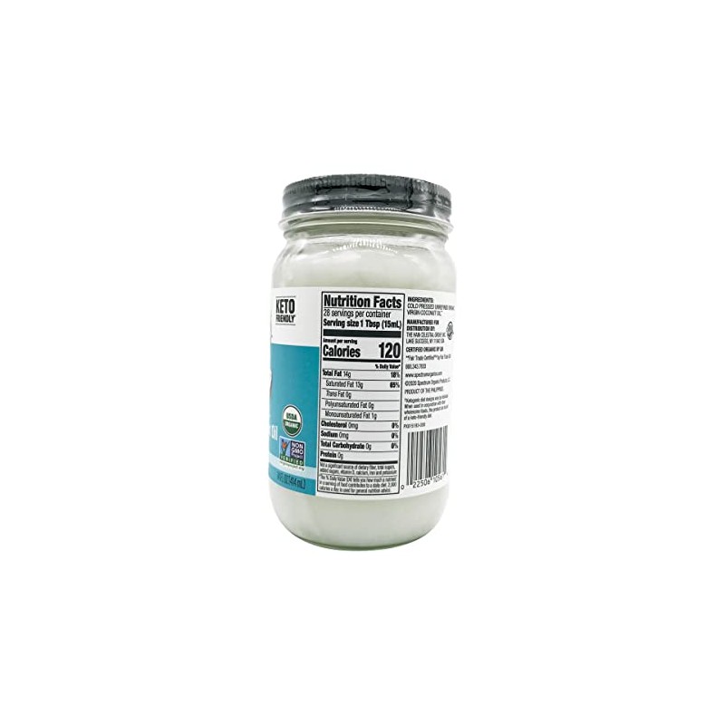 Aceite de coco virgen orgánico Spectrum, 14 onzas líquidas
