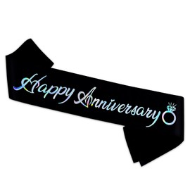 Happy Anniversary Sash,Celebration Wedding Engagement Anniversary Party Decorations - Wedding Anniversary Favors for Husband Wife Gift